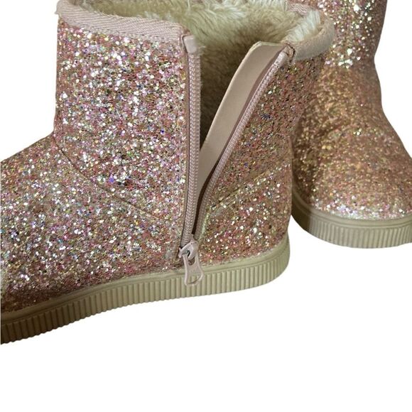 Cat & Jack Boots Girls Size 4 Ankle Gold Glitter - Picture 14 of 16
